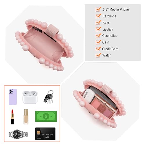 Image of Clutch Bag for Women Oval Beads Purse Wedding Prom Party Marble Texture Acrylic Evening Bag Shoulder Crossbody Bag
