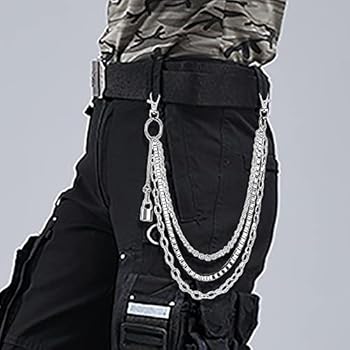 Manfnee Broekketting voor mannen en vrouwen, hiphop jeans, kettingen, punk, riem, biker, ketting, sleutels, ketting, tassen, kettingen, Eén maat, legering, Geen edelsteen