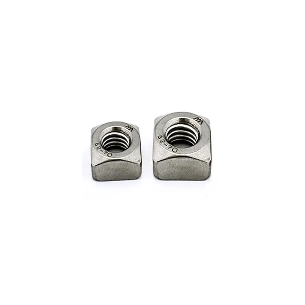 RWRAPS 5/10/20/50pcs 304 Stainless Steel Square Nuts M3 M4 M5 M6 M8 M10 M12 Hardware Nut(50pcs M3)