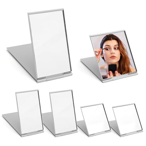 APOMOONS 6 specchietti tascabili, Specchio Portatile Pieghevole con guscio in alluminio, ultra sottili piccolo specchio portatile per viaggi, campeggio, bambini, scuola