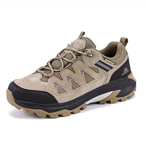 Queday Mens Womens Leather Waterproof Hiking Shoes Lightweight Outdoor Walking Shoes Breathable Suede Hike Trekking Trails Camping Climbing