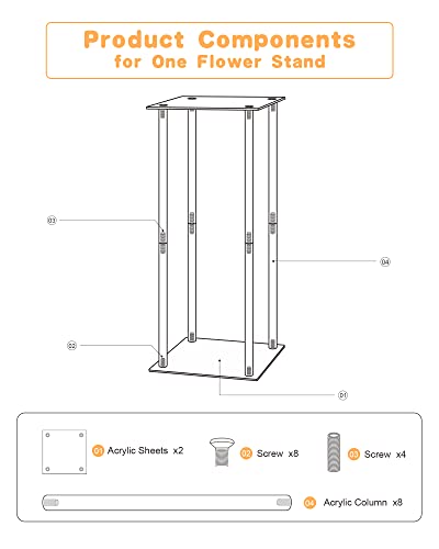 Présentoir à fleurs transparent 80 cm pour décorer buffet de fête - 8
