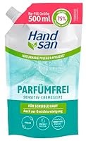 Hand san Cremeseife parfümfrei Nachfüllbeutel | parfüm-, seifen und farbstofffrei | Händewaschen & Gesichtsreinigung | Rezeptur ohne Mikroplastik | pH-hautneutral & vegan | 500ml