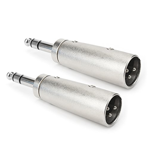 DISINO 1/4 to XLR Male Adapter, Quarter Inch TRS Stereo Plug to Male XLR Converter Audio Coupler Connector - 2 Pack