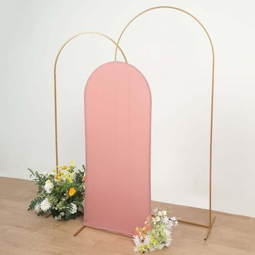 Efavormart 5ft Dusty Rose Spandex Fitted Arch Slipcover, Snug Fit Round Top Backdrop Sleeve for Bridal Showers and Intimate Anniversaries