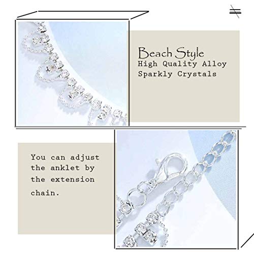 Edary Beach Crystal Tassel Anklet Bracelet Rhinestone Anklets Chain Foot Jewelry Accessories For Women And Girls(1Pc) #TOP4