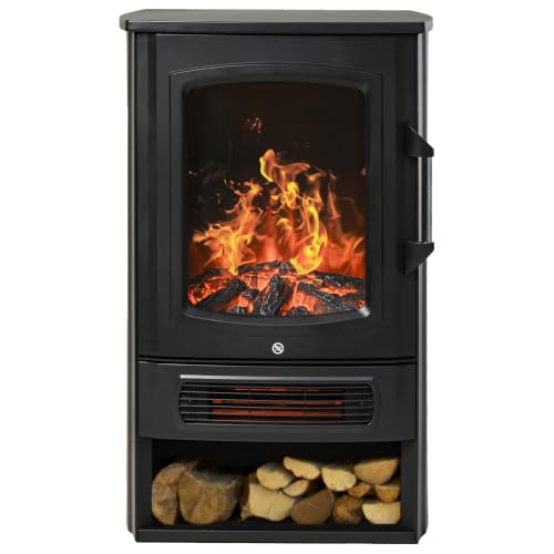 HOMCOM Elektrokamin mit Heizung LED Flammeneffekt 1000 W/2000 W Schwarz