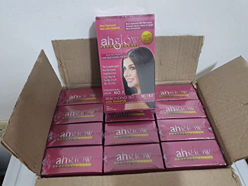AHGLOW Hair Straightening and Rebonding System with KERATIN. Extra Strength Formula. The Complete System that Straightens Wavy, Curly, Frizzy Hair the Smooth, Silky, Shiny Way! 165 gram pouches - Thumbnail 4