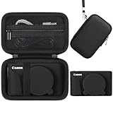 Elonbo Kameratasche für Canon PowerShot SX740/ SX730 Digitalkamera, Hartschalenkoffer + weiche Silikon-Schutzhülle mit Abnehmbarer Objektivabdeckung, Schwarz