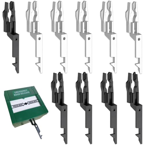 10 Piezas Llave Interruptor Cristal Fuego, Teclas Alarma Contra Incendios, Llave Prueba Alarma Incendios, Llave Punto Llamada, Compatible con La Mayoría de Las Marcas Líderes (Negro+Blanco)