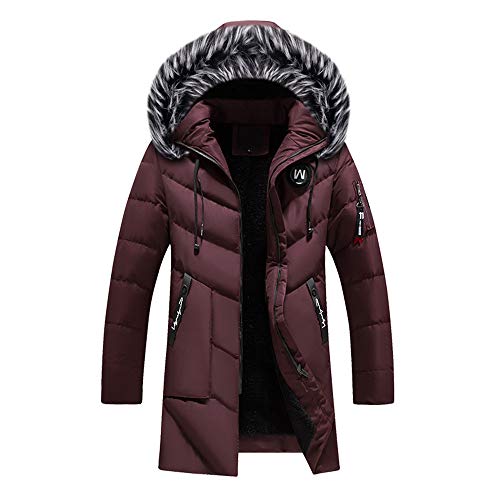 Winwintom Invierno para Hombre,Abrigo De AlgodóN para Hombre, Invierno Chaqueta Caliente Cazadoras De Plumas Calor Grueso Cremallera Manga Larga Medio Largo Chaquetas con Capucha