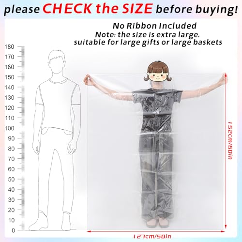 Image of Jumbo Huge Clear Cellophane Gift Bags 50x60 Inch for Large Gift Baskets