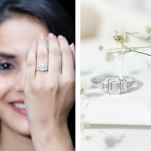 Certified Lab Grown Diamond Three Stone Engagement Ring, Ef-Vs Quality, Diamond Past Present Future Ring - Ready To Gift2