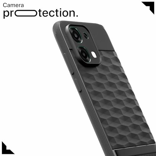 Image of Pikkme Back Cover for Oppo F31 5G / Oppo F33 5G Camera Protection 3D Hexa Cube Design Silicone Protective Bumper Case (Black)