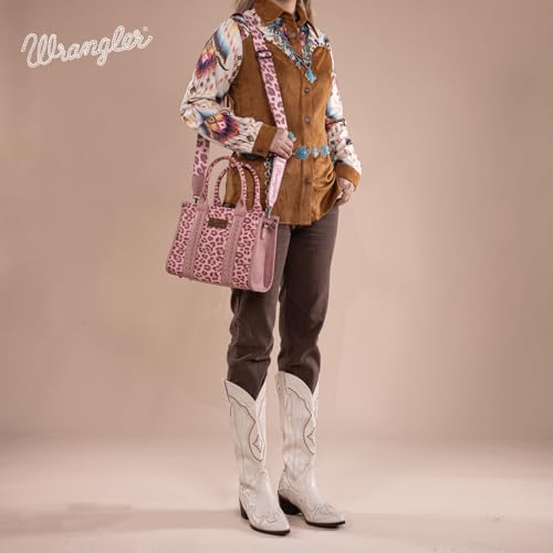 Image of Wrangler Cow Print Tote Bag for Women Western Purse Boho Top Handle Satchel Handbag with Signature Strap