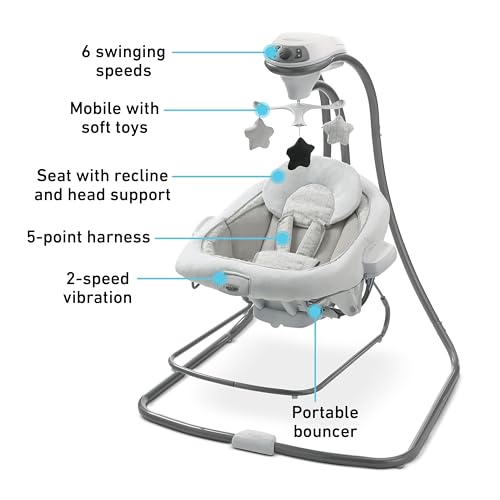 Image of Graco DuetConnect LX Portable Baby Swing and Bouncer, Multi-Direction Baby Bouncer Seat, Multiple Swing Speeds, Great Gift for New Parents, Redmond