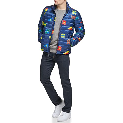 Image of Tommy Hilfiger Mens Embroidered Logo Puffer Jacket