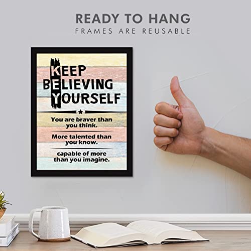 Chaka Chaundh - Inspirational Framed Posters – Motivational Quotes Wall Frames for OFFICE, STUDENT AND STUDY ROOM - Photos with Quotes - (14 X 11 Inches) (keep believing yourself - multicolor) - Image 6