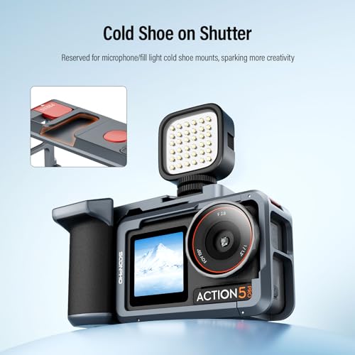 Image of Soonpho Handle Grip Kit for DJI Action 5 Pro Cage Action 4 Protective Frame with Handle Grip Storage Bag Screen Protector*4 Lanyard*2 Quick Release Cold Shoe & 1 /4 inch Thread Shutter Button(Gray