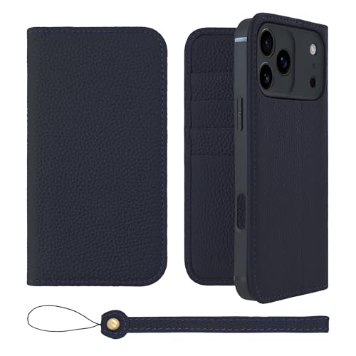 HANATORA for iPhone 17ProMax �P�[�X �蒠�^ �{�v �X�}�z�P�[�X �X�}�z �X�^���h �X�g���b�v �t�� �V�������N�J�[�t���U�[ �x���g�Ȃ� �}�O�l�b�g�Ȃ� �l�C�r�[ H0XA-17ProMax-Navy �M�t�g �a���� ���� �j��