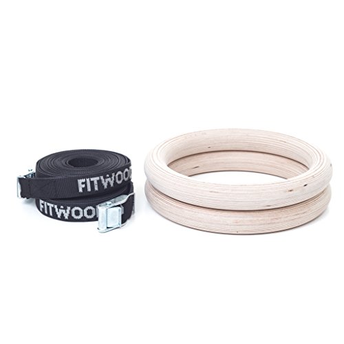 FITWOOD™ Gym Rings „Adult“, Holzoptik, schwarzes Band