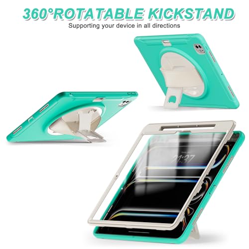 Coque iPad Pro 13 M5抗震防摔 coque de protection verte avec dragonne
