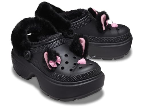 Crocs Unisex Stomp Lined Clogs Black Cat Men's 5, Women's 7 Medium