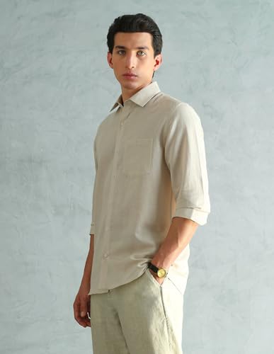 Image of Arrow Solid Slim Fit Formal Shirts for Men - Full Sleeve Shirt for Man