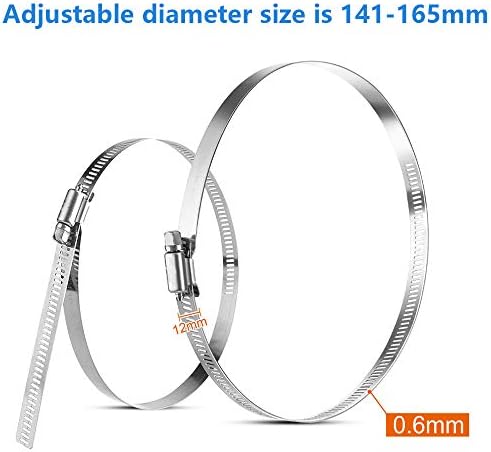 5 Pcs Hose Clips Assorted, JatilEr 141-165mm Hose Clamp Adjustable Stainless Steel Pipe Clip, Duct Clamps Pipe Clamps Adjustable Metal Hose Clips for Securing Hoses and Pipes Tube