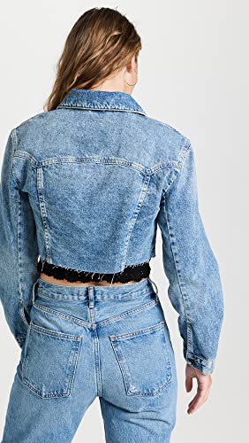 Free People Women's Ollie Femme Trucker Jacket, Aged Stone, Blue, S #TOP2