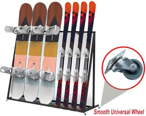 Multi-Purpose Metal Sports Equipment Rack - Space-Saving Storage for Skateboards, Snowboards, Skis & Scooters - Ideal for Home, Shop & Resort Display Solutions