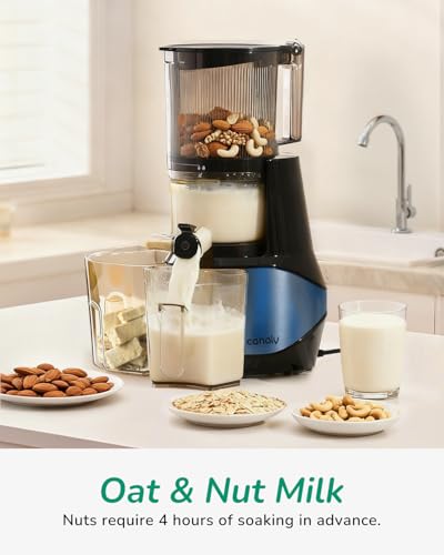 Image of Canoly C09 Cold Press Juicer, 6 inch Extra Wide Feed Chute, 3-IN-1 Strainers (Juice & Sorbet & Nut Milk), Powerful AC Brushless Motor, Self Precut System, Juicer Machines with BPA-Free (Blue)