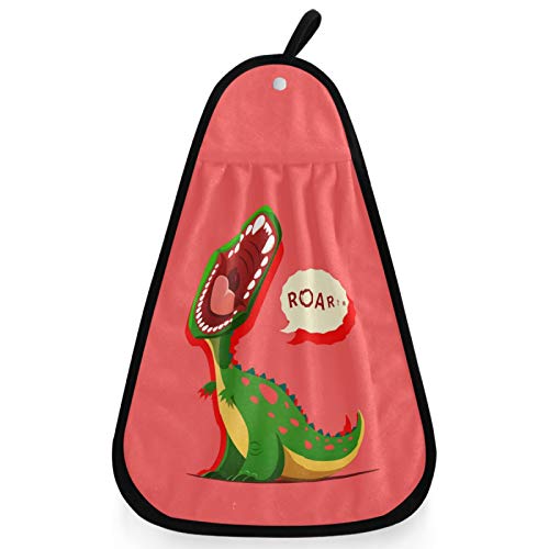 Visesunny Funny Dinosaur Roaring Cartoon Animal Kitchen Dish Towel With Hanging Loop Absorbent Hand Towel For Bathroom Cleaning And Drying Washcloth #TOP3