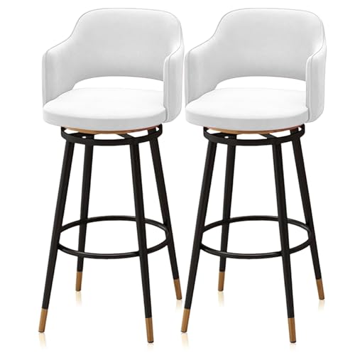 Juego de taburetes de bar de 1/2/3/4, silla de desayuno giratoria blanca, taburetes altos de terciopelo, sillas de cocina for desayuno, hogar, cocina, restaurante, comedor(2 PCS,65cm(25.6in))