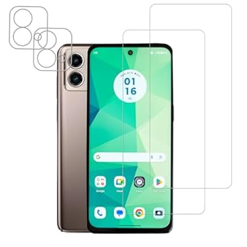HKKAIS Pacote com 2 + 2 películas de vidro temperado para Motorola Moto G Stylus 5G 2023, pacote com 2 protetores de lente de câmera, pacote com 2