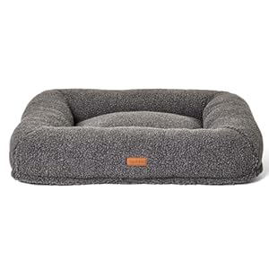 Pup & Kit PupPillow Premium All-Over Fleece Dog Cat Bed, Anti Anxiety Calming Bumper for Puppy with Washable Cover (Medium – 65x80cm, Slate Grey)
