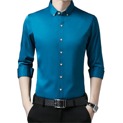 Chemise manches longues homme revers élégante couleur unie haut de gamme
