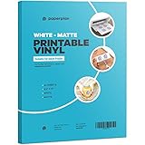 (20 Sheets) Vinyl Sticker Paper for Inkjet Printer (Matte) Laser Printable Vinyl Waterproof Sticker Cricut Decal Stickers Labels Water Proof Adhesive Car Bumper Permanent White // Paper Plan
