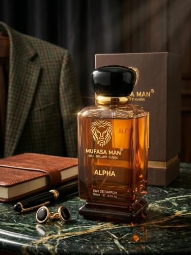 Image of Alpha Eau de Parfum for Men | Bold Spices, Woody & Saffron EDP | Long-Lasting Fragrance Spray | Dark & Magnetic Scent | Mufasa Perfume | 100ml