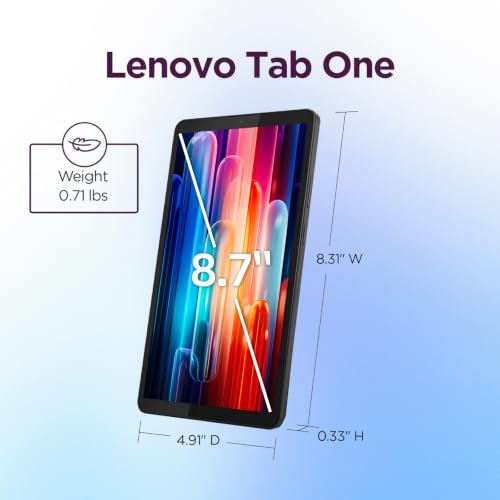 Image of Lenovo Tab One 8.7 inch HD Tablet, 4GB RAM 128GB Storage(eMMC+64GB SD), 60Hz | MediaTek Processor, Android 14, Dolby Atmos Dual Speakers, Long Battery Life, Wi-Fi, Light, Portable, Luna Grey