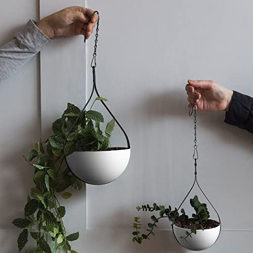 Hajia 2 Pack Waterdrop Shaped Modern Hanging Planter, Metal Plant Hanger For Indoor And Outdoor Plants, Black Hanging Plant Holder For Wall And Ceiling Decor.(No Plants Or Drainage Holes) #TOP3