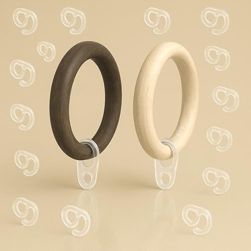 Byour3-55 Ganci in Plastica Trasparente per Anelli Bastoni Legno - OCCHIELLO per Bastoni tende - Occhielli trasparenti per Gancetti Bianchi per fettucce Nastri arricciatenda (Diametro 11mm, 55pz)