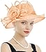 RZTA Women's Kentucky Derby Church Dress Hat Wide Brim Leaf Flower Bridal Shower Hat F12-Orange