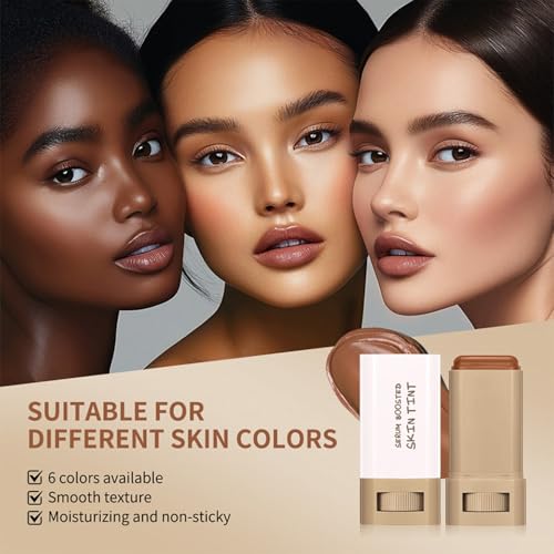 2 Pcs Foundation Stick Beauty Balm Serum Boosted Skin Tint Solid Tinted Moisturizing Serum Contour Stick Foundation for Women Natural Finish Makeup (#05, 0.63 OZ)
