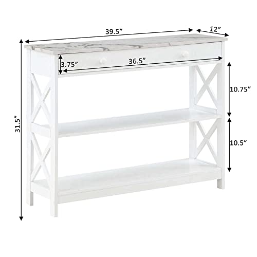 Image of Convenience Concepts Oxford Console Table, White Faux Marble