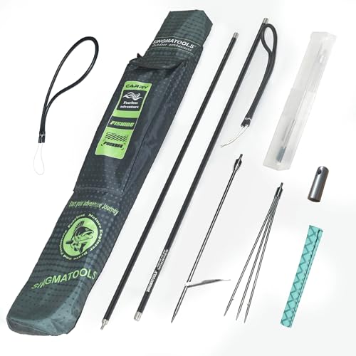 Hawaiian Sling Fishing Spear 7ft Aluminum Pole Spear 3 Prong Sling Spear Fishing Equipment Snorkeling Scuba Diving Gear Polespears Harpoon for Fishing Kayak Spearfishing Freediving (Black)
