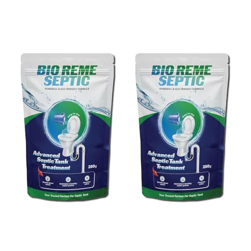Image of Bio Reme Septic Tank Cleaner Bacteria Powder for Sludge Build Up Reduction and Odour Control Eco Friendly Septic Care Maintenance Treatment for Toilet and Drain Pack of 2 Total 500 Gms
