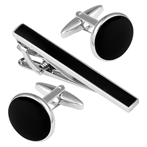 Image of GWD Cufflinks and Tie Clip Set Personalized Cuff Links Business Wedding