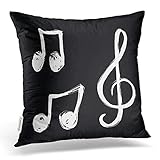 Emvency Square 18x18 Inches Decorative Pillowcases A Set Music Notes Iconhand Drawn Music Signs Cotton Polyester Decor Throw Pillow Cover Hidden Zipper Bedroom Sofa