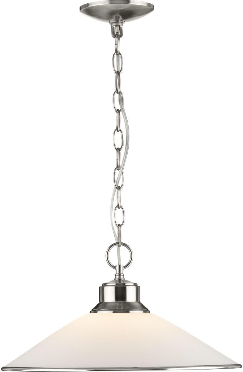 Progress Lighting 1-Light Champagne Glass Global Pendant Light, Staunton Collection, Indoor, P5013-09, Brushed Nickel